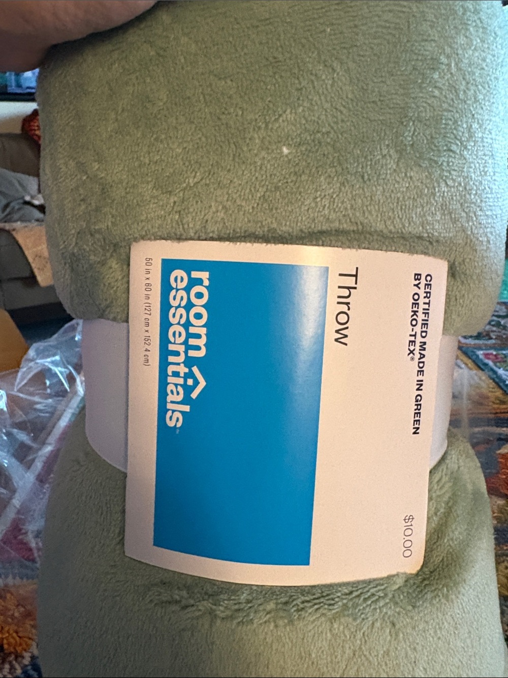 Room Essentials Plush Throw in Sage Green